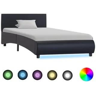 vidaXL Bettgestell mit LED Schwarz Kunstleder 100x200 cm - Schwarz