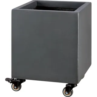 Pflanztopf mit Rollen Granit 30 cm x 30 cm x 31cm