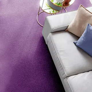 Andiamo Teppichboden »Kira, Velours, Made in Belgium« rechteckig 8 mm Höhe Uni Farben, Breite 400 cm, strapazierfähig, pflegeleicht, Wohnzimmer, lila