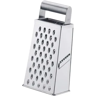 GEFU Vierkantreibe CUBO Edelstahl-Küchenreibe mit 4 Reibflächen | Feine & grobe Klingen, Scheiben- & Kartoffelreibe, ergonomischer Griff, rostfrei & spülmaschinengeeignet für Obst & Gemüse