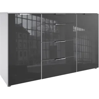 WIMEX Kombikommode 135 x 84 x 41 cm Weiß / Glas Grau