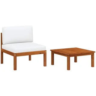 vidaXL Loungegarnitur mit Seilrückenlehne und 63 cm Couchtisch, aus Holz und Seil, 2-teiliges Set , Schwarz , Füllung: Polyester , quadratisch , 63x30x63 cm , Gartenmöbel, Loungemöbel, Gartensofas & Loungesofas