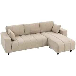 Homcom Ecksofa Polyester Stahl Beige , Kunststoff , 242x156 cm , Wohnzimmer, Sofas & Couches, Wohnlandschaften, Ecksofas