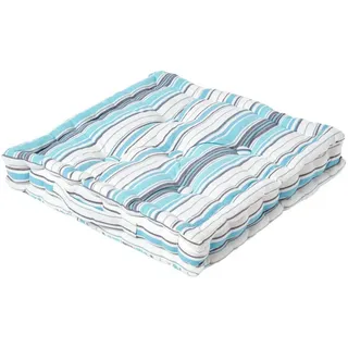 Homescapes Sitzkissen New England blau-weiß 50/50/10 cm , Blau , Textil , Gestreift , Füllung: Polyester , Quadratisch , 50x10x50 cm , Oeko-Tex® Standard 100 , Heimtextilien, Wohntextilien, Kissen