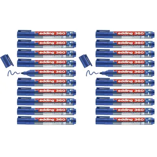 edding 360 Whiteboardmarker - blau - 10 Whiteboard Stifte - Rundspitze 1,5-3 mm - Boardmarker abwischbar - für Whiteboard, Flipchart, Magnettafel, Pinnwand, Memoboard - Sketchnotes - nachfüllbar