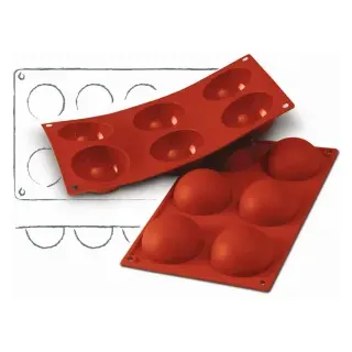 SCHNEIDER Silikon-Backform, Halbkugel, rot, Hochwertiges und lebensmittelechtes Silikon mit Antihaftwirkung, Höhe: 35 mm, Ø 70 mm