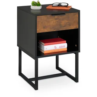 Relaxdays Nachtschrank 40 x 41,5 x 60,5 cm Schwarz/Braun