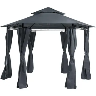 Beliani Gartenpavillon 3,5 x 3,5 m inkl. 6 Seitenteile Grau