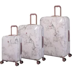 it luggage Sheen 3-teiliges Hardside-Spinner-Set mit 8 Rädern, Marmo Rose Print, 3 Pc Set, Sheen 3-teiliges Hartschalen-Gepäck-Set mit 8 Rädern, erweiterbar