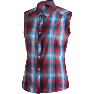 Funktionsbluse MAIER SPORTS "Paloma", Damen, Gr. 44, nightbreak, 85% Polyester, 15% Viskose, Blusen Funktionsbluse, ärmellose Damen Bluse, sommerliches Blusen-Shirt, Karobluse, Reg. Fit
