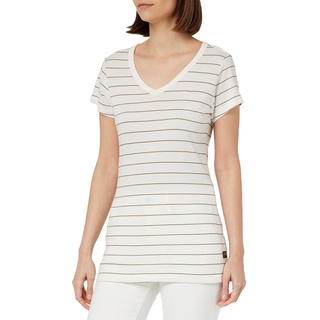 G-Star RAW Women's Tops Eyben Slim V-Neck Top, Mehrfarben (Milk/deep Walnut Stripe D21314-C483-G049), XS