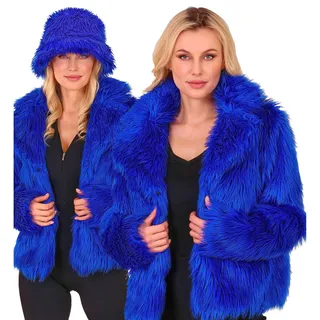 W WIDMANN MILANO Party Fashion - Damen Kunstfell-Jacke, flauschiger Pelz, Plüschjacke, Kostüm, Party Outfit für Karneval & Festival