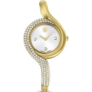 Swarovski Dextera Uhr, Asymmetrische, Analoge Armbanduhr mit Metallarmband, Goldfarbenem Finish und Strahlenden Kristallen, Armbandlänge: 11.7-14.7 cm, Armbandbreite: 0.6 cm