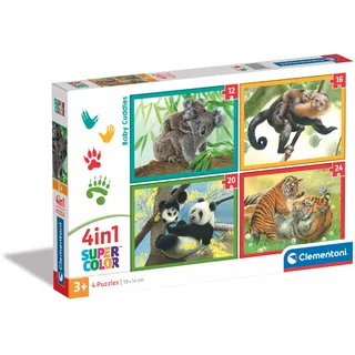 Clementoni Baby Cuddles Puzzle 4 in 1 - Tier Puzzle für Kinder ab 3 Jahren - Geschicklichkeitsspiel für Kinder von Clementoni 21532