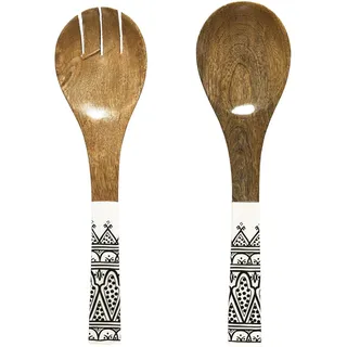 HOME DECO FACTORY, KA0573, Mango Wood Salad Server, elegant and Durable Design, ideal for All Your Meals, Easy to clean, one Size, Brown and Black Color