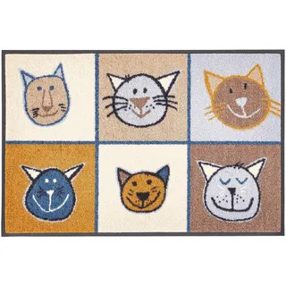 wash+dry FUßMATTE , Braun, Multicolor, Beige , Textil , Katze , rechteckig , 50x75 cm , Textiles Vertrauen - Oeko-Tex®, Reach, Made in Eu , rutschfest, für Fußbodenheizung geeignet , Teppiche und Böden, Schmutzfangmatten, Fußmatten