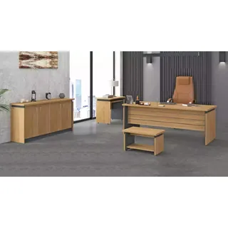 aea Arbeitszimmer Holzeinrichtung Komplettes Set Schreibtisch Büromöbel 4tlg - Braun