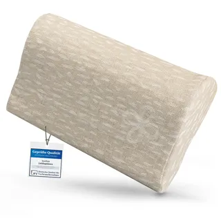 sositex | 1 Premium Kissen für Sauna, Hängematte, Strand, Nackenstütze, Reisekissen | Design: Wave | Maße: 30 x 20 cm, Bezug100% Leinen, Polster PUR (Natural/White)