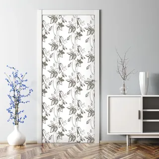 Dekorative Aufkleber Tür Deko selbstklebend Klebefolie Türtato Türposter Blumen Frühling 77 x 200 cm - Weiß