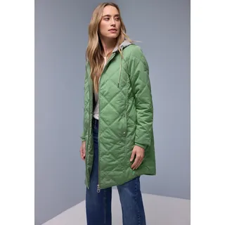 Steppjacke STREET ONE, Damen, Gr. 42, mint breeze, Web, Obermaterial: 55% Polyester, 45% Polyamid. Futter: 100% Polyester. Wattierung: 100% Polyester (REPREVE), unifarben, lässig geschnitten Po-bedeckend, Rundhals, Bündchen, Jacken Steppjacke, mit abnehmbarer Jersey-Kapuze