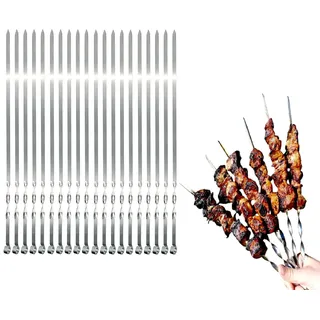 20 Stück Grillspieße EXTRA STARK 2 mm aus Edelstahl (40 cm) Grillzubehör für Mangal Spiesse Grill, Schampura Schaschlikspieße Fleischspieße Spieße, Skewers, Kebap, Pinchos Schaschlik, Grillspiesse