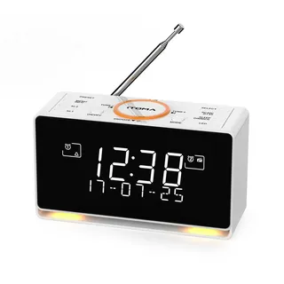 DAB/FM Digital Radioweker, 40 Presets, Dual Alarm mit Snooze, Bluetooth Dimmer Steuerung, USB Ladegerät und Kopfhörer Jack iTOMA 728
