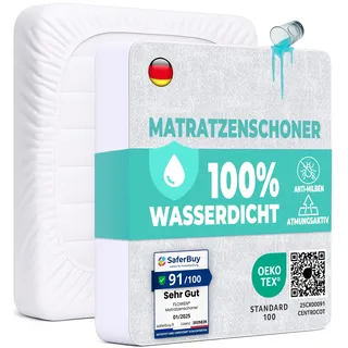 Matratzenschoner 90 x 200 cm wasserdichte Matratzenauflage Spannbettlaken Nässeschutz aus Baumwolle und Mikrofaser Inkontinenzunterlage Matratzenbezüg Atmungsaktiv für Bett und Matratze Waschbar
