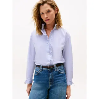 Tommy Hilfiger Rüschenbluse »POPLIN RUFFLE SHIRT« mit Rüschen Detail, blau