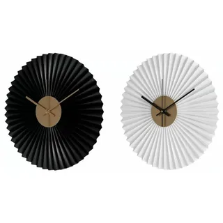 Wanduhr dkdhomedecor white schwarz weiß/schwarz modern Kunststoff Eisen 30 x 4 x 30 cm (2 Stück) - Schwarz