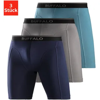 Buffalo Boxer, (Packung, 3 St.), in langer Form ideal auch für Sport und Trekking Buffalo aquablau, grau, navy | Gr. S