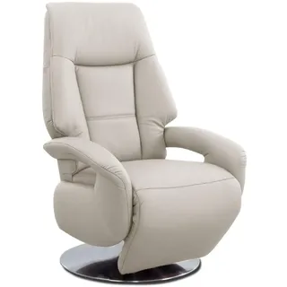 Cavadore Ledersessel Edinburgh / Fernsehsessel mit manuell verstellbarer Relaxfunktion / 74 x 114 x 77 / Echtleder: weiß