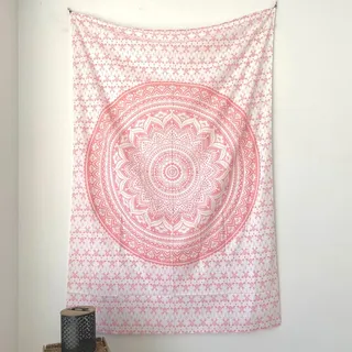 MOMOMUS Pareo oder Strandtuch Groß, 100x200, XL - Mit Mandala-Motiv - Stranddecke Sandfrei Sanddurchlässig, Strandmatte Sandfrei oder Dünne Picknickdecke Sandabweisend - Rosa, 135x210 cm