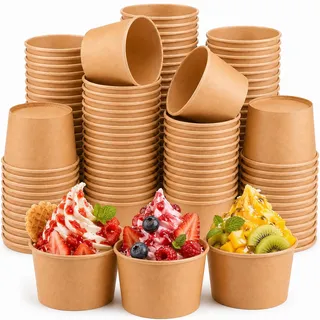 Hustge Eisbecher Pappe, 50 Stück Eisbecher Papier, 235 ML Candybar Papierbecher, Slush Eis Becher, Papier Dessertbecher für Eis, Yogurt, Frozen Joghurt, Suppe, Fingerfood
