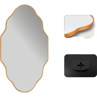 Wandspiegel, unregelmäßige Form, Vergrößerungsfunktion, Laterne goldener Rahmen - Gold