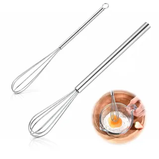 2 Stück Mini Schneebesen Edelstahl Klein,Kleiner Egg Rührbesen,,Whisk Quirl Küche,mit Stabilen Drähten Manual Kugelbesen für Kann Teig,Eiweiß Schlagen,Butter Rühren,Sahne,Aufschäumen Küchenutensil