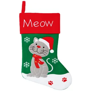 Filz Weihnachtsstrumpf für Haustier Katze 45cm Grün und Rot