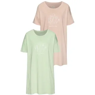 VIVANCE Dreams Bigshirt Set, 2 Stück, mit zart skizziertem Frontdruck, grün