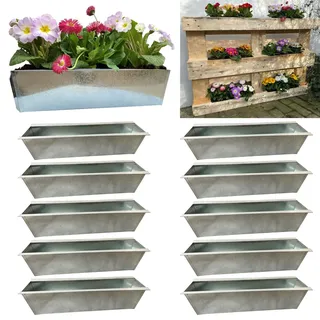 10x Blumenkasten für Europalette Balkonkasten Einsatz Pflanzkasten verzinkt 38cm