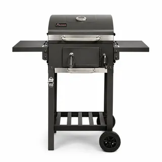ACTIVA Holzkohlegrill Angular Smart mit Gusseisen-Grillrost I Grillwagen mit Deckel, höhenverstellbarer Kohlewanne & Thermometer I Outdoor BBQ Grill für Garten & Terrasse
