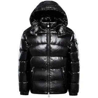 Puffer Jacke Herren Warme Winterjacke Kurze Einfarbig Glänzend Reißverschluss Puffermantel Wintermantel Mit Kapuze