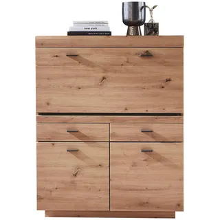 Livetastic Sekretär , Graphitfarben, Eiche Artisan , Metall , 2 Schubladen , rechteckig , Sockel , 98x124x40 cm , Made in Eu , Kabeldurchlass, klappbar , Büromöbel, Schreibtische, Sekretäre