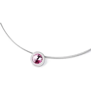 TIABELLE – Collier LARA aus Titan mit funkelndem Swarovski® Kristall – Silberfarbene Kette für Damen – allergenfrei & hautverträglich – Handmade in Germany (45 cm | 15,9 mm ø | Rose)
