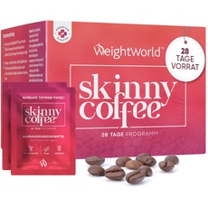 Skinny Coffee - Arabica Kaffee mit Chlorella, Grüntee, Grüner Kaffee, Guarana & L Carnitin - Low Carb, Keto Kaffee - Kalorienarm & reich an Ballaststoffen - 140g in 28 Einzelportionen - WeightWorld