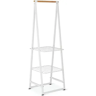 Brabantia - Kleiderständer Linn - Zwei höhenverstellbaren Regalen - Wäscheständer - Kleiderstange - Aufhängen, Lüften oder Trocknen von Kleidung - Platzsparend - Stabil und standfest - Weiss - Klein