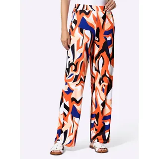 Webhose HEINE, Damen, Gr. 48, Normalgrößen, bunt (marine, orange, bedruckt), 95% Polyester, 5% Elasthan, bedruckt, gemustert, mehrfarbig, Hosen Webhose
