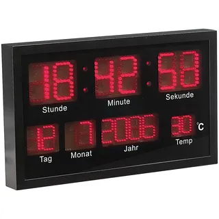 Lunartec LED Wanduhr: Multi-LED-Uhr mit Datum & Temperatur (Uhr groß, Digitaluhr groß, Wand)