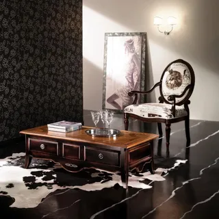 Klassischer Couchtisch Tisch Wohnzimmer Tische Barock Holz Couchtische Massiv - Braun