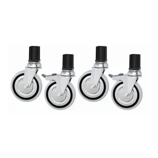 Bartscher Lenkrollen 4A Set, 4-teilig, Set mit 4 Lenkrollen, 2 davon mit Feststellern, 1 Set