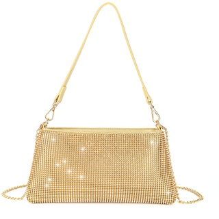 Valleycomfy Damen Clutch Gold Elegante Brauttasche Diamant Handtasche Hochzeit Abendtasche Klatsch Tasche Cluthes