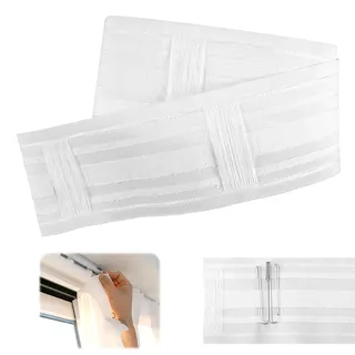 Fantasyon Gardinenband Kräuselband, 10m x 8,5cm Gardinenband Vorhangband zum Aufnähen Weiß Vorhangband aus Nylon-Mesh, Reihband für Gardine für Römische Stangen und Haken, DIY Gardinenzubehör